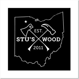 Stu's Wood Ohio - White Logo Posters and Art